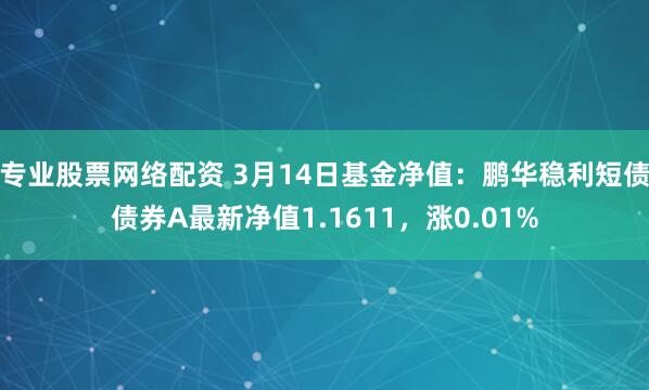 专业股票网络配资 3月14日基金净值：鹏华稳利短债债券A最新净值1.1611，涨0.01%