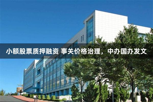 小额股票质押融资 事关价格治理，中办国办发文
