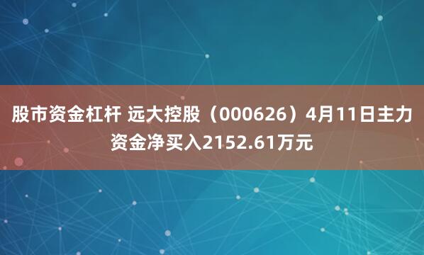 股市资金杠杆 远大控股（000626）4月11日主力资金净买入2152.61万元